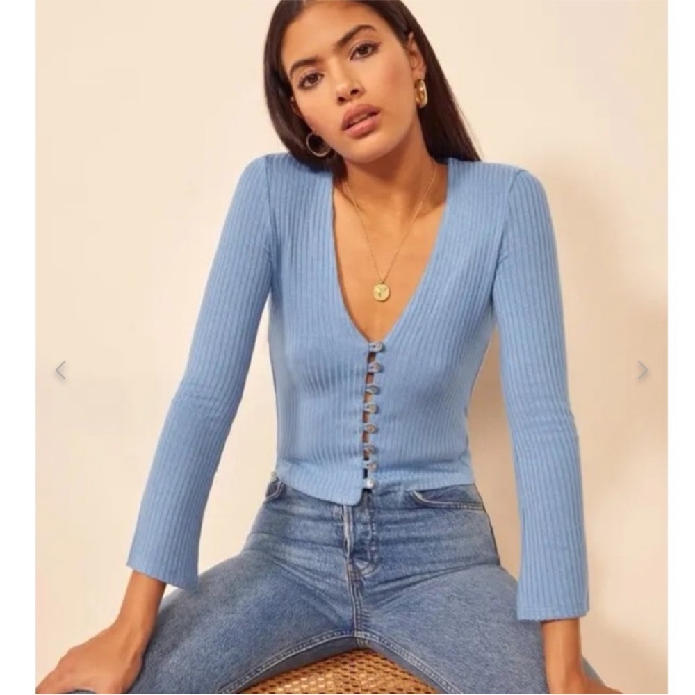Reformation Gellar Top - Parisian Blue Sky